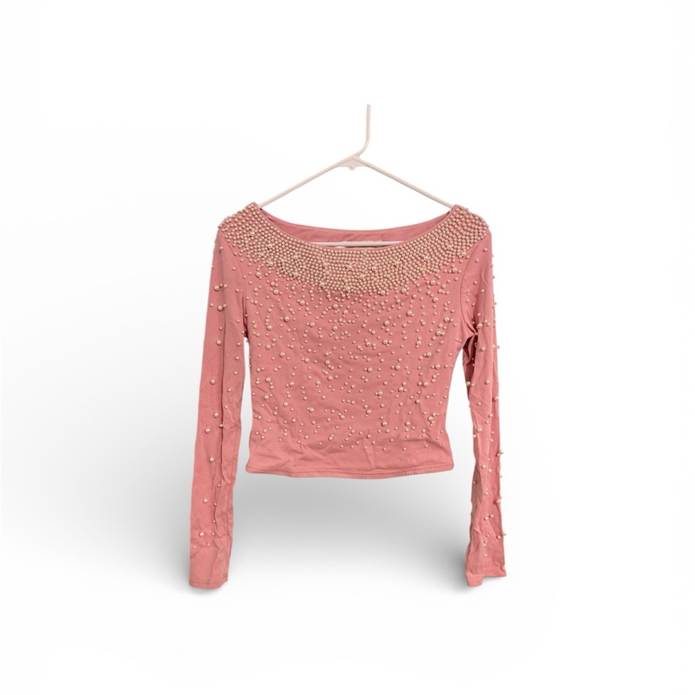 Elegant Pink Beaded Women's Top